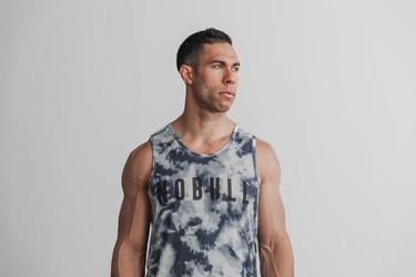 Nobull Tie-Dye Men's Tank Tops Blue Blue | Australia (GM4321)